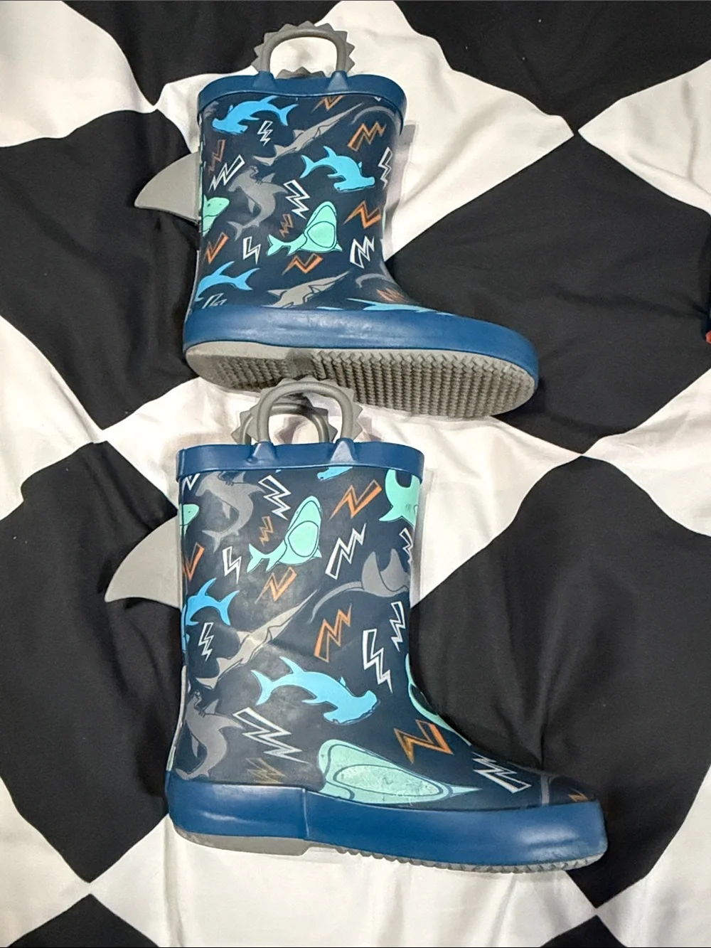 Kids Waterproof Rain Boots - Mint & Navy 2(Pair) boys size 10